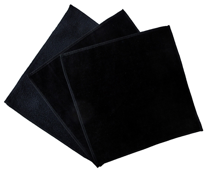 日本製シャーリングタオルハンカチ（黒）：100枚組|業務用タオル専門店