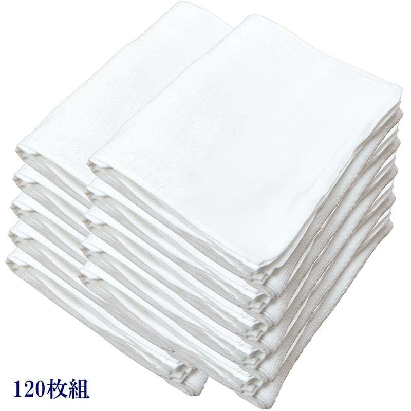 120匁ベトナム製シリンダー白タオル【平地付き】：120枚組