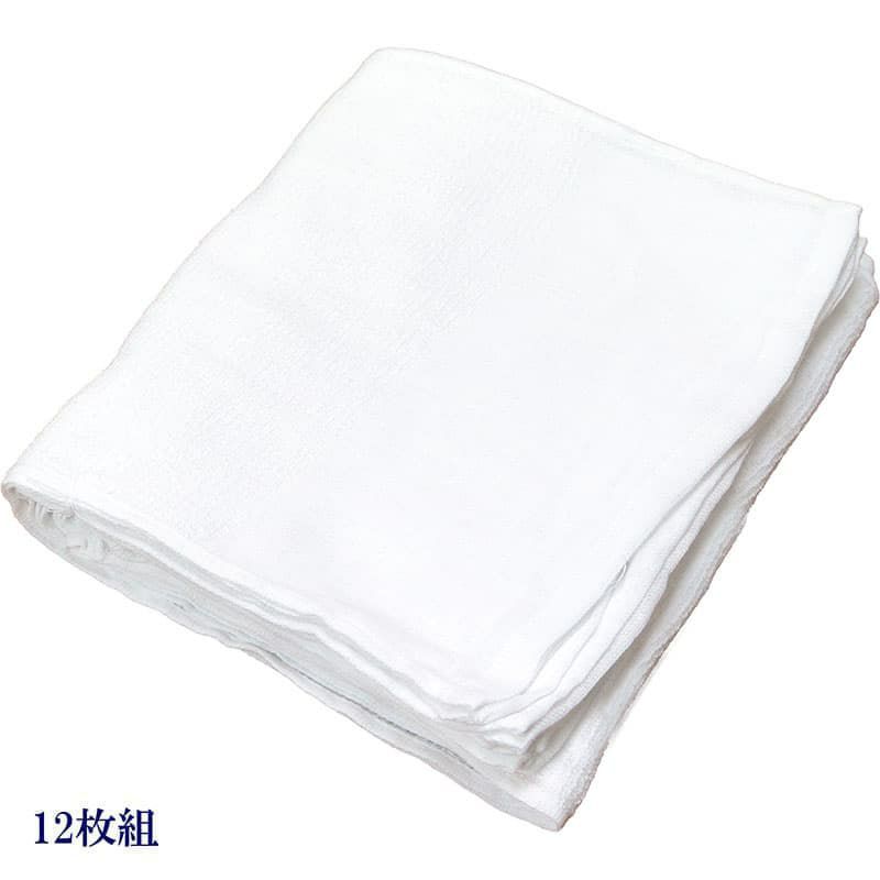 100匁ベトナム製シリンダー白タオル【平地付き】：12枚組