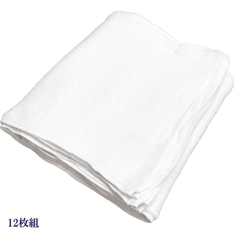 140匁ベトナム製シリンダー白タオル【平地付き】：12枚組