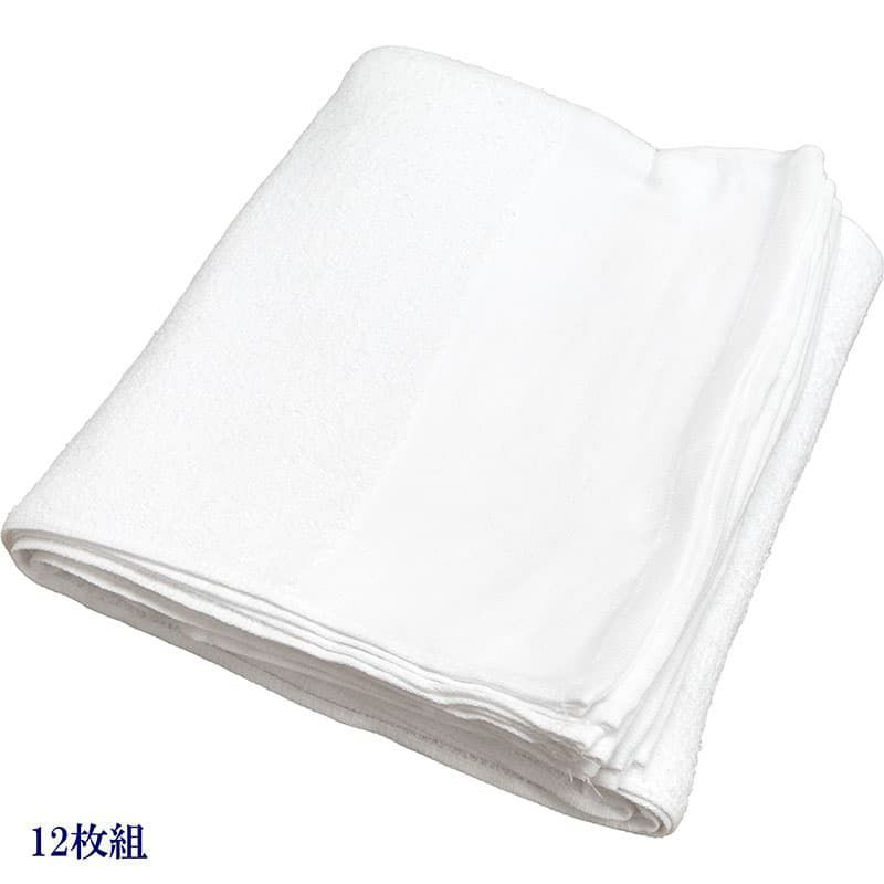 180匁ベトナム製シリンダー白タオル【平地付き】：12枚組