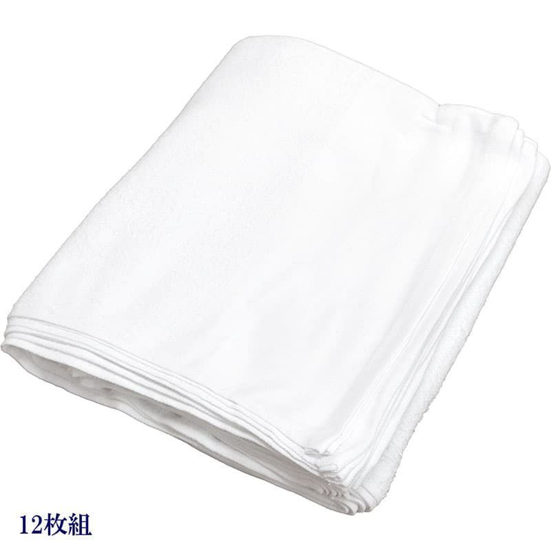 200匁ベトナム製シリンダー白タオル【平地付き】：12枚組