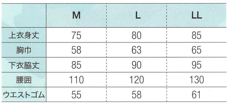 紬調・和の極作務衣サイズ表