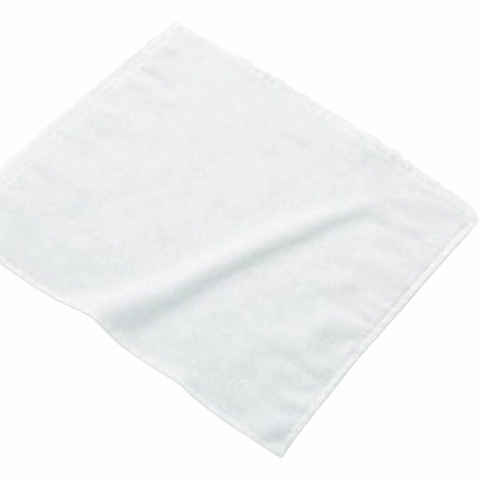 25cm高密度シャーリング白タオルハンカチ四方ヘム